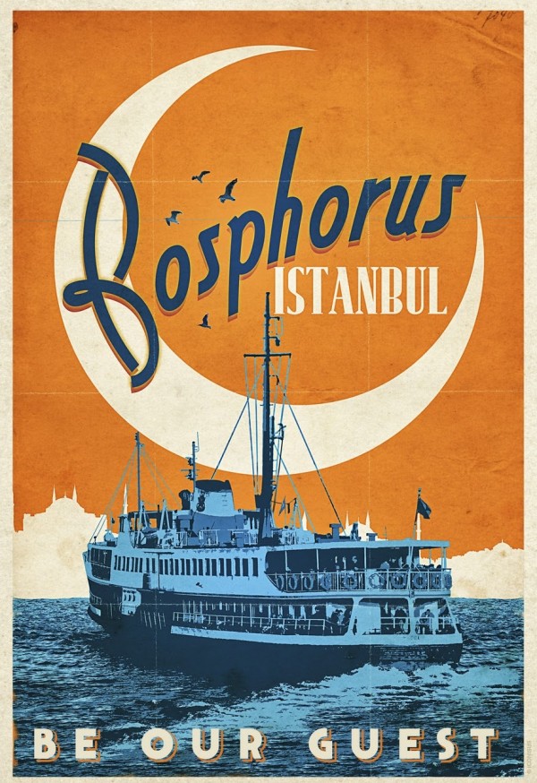 Bosphorus Istanbul Vintage Travel Poster by VINTAGE POSTER